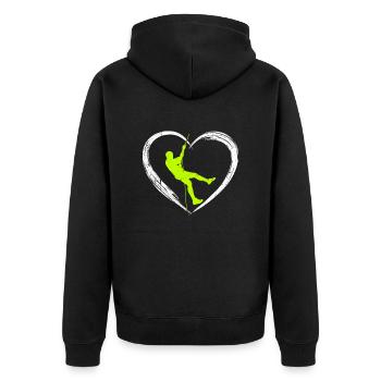 mountaineering love - Unisex Premium Organic Zip Hoodie - black - Back - Nico (187cm)