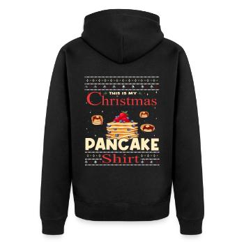 Dies Ist Mein Weihnachtspfannkuchen - Unisex Premium Bio Zip Hoodie - Schwarz - Hinten - Nico (187cm)