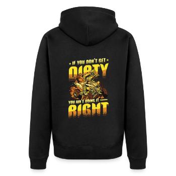 Mach Dich Nicht Schmutzig Du Machst Es Nicht - Unisex Premium Bio Zip Hoodie - Schwarz - Hinten - Nico (187cm)