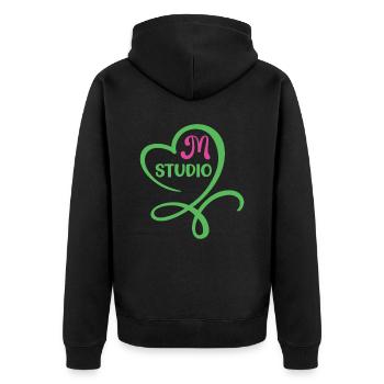 Mstudio - Unisex Premium Organic Zip Hoodie - black - Back - Nico (187cm)