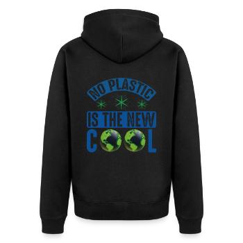 Aucun plastique n’est le support de protection de la mer fraîche - Veste à capuche bio Premium Unisexe - noir - Dos - Nico (187cm)