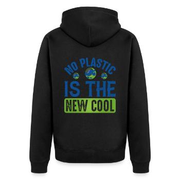 Aucun plastique n’est le support de protection de la mer fraîche - Veste à capuche bio Premium Unisexe - noir - Dos - Nico (187cm)