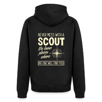 Scouts We know places - Unisex Premium Organic Zip Hoodie - black - Back - Nico (187cm)