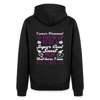 Stolze Pfadfinder Mama Mutter Geschenk - Unisex Premium Bio Zip Hoodie - Schwarz - Hinten - Nico (187cm)
