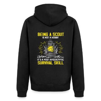 Pfadfinder Überlebens Können Spruch Geschenk - Unisex Premium Bio Zip Hoodie - Schwarz - Hinten - Nico (187cm)