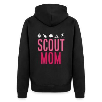 Pfadfinder Mama - Unisex Premium Bio Zip Hoodie - Schwarz - Hinten - Nico (187cm)