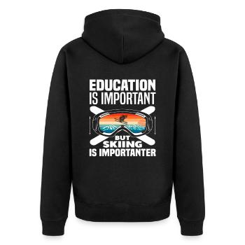 Skiing Education Saying Skier Gift - Unisex Premium Organic Zip Hoodie - black - Back - Nico (187cm)