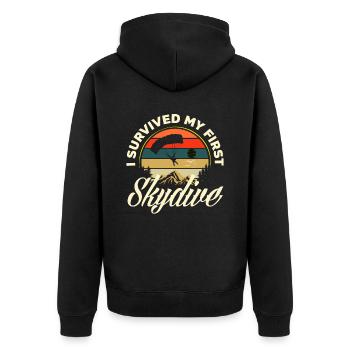 First Parachute Jump Skydiving - Unisex Premium Organic Zip Hoodie - black - Back - Nico (187cm)