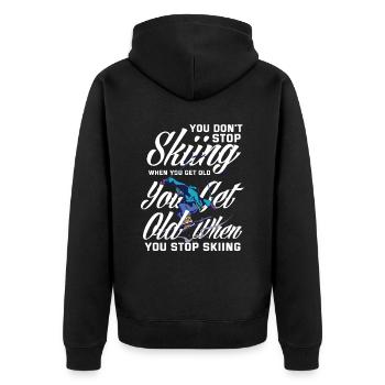 Skiing Old Man Grandpa Gift Ski Hobby - Unisex Premium Organic Zip Hoodie - black - Back - Nico (187cm)