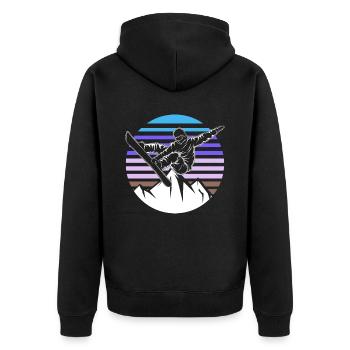 Retro Snowboard Snowboarder - Unisex Premium Bio Zip Hoodie - Schwarz - Hinten - Nico (187cm)