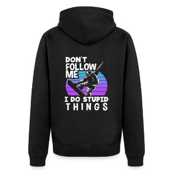 Snowboard Winter Sports Mountains Winter Holidays - Unisex Premium Organic Zip Hoodie - black - Back - Nico (187cm)