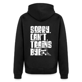 Steam Train Driver Trainspotting - Unisex Premium Bio Zip Hoodie - Schwarz - Hinten - Nico (187cm)