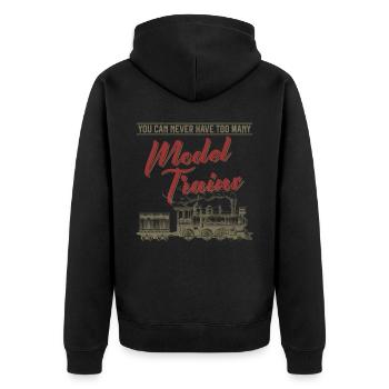 Steam Train Driver Trainspotting - Unisex Premium Bio Zip Hoodie - Schwarz - Hinten - Nico (187cm)