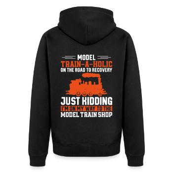 Steam Train Driver Trainspotting - Unisex Premium Bio Zip Hoodie - Schwarz - Hinten - Nico (187cm)