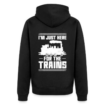 Steam Train Driver Trainspotting - Unisex Premium Bio Zip Hoodie - Schwarz - Hinten - Nico (187cm)