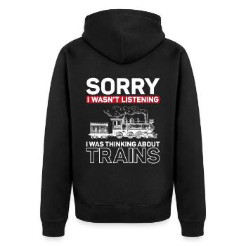 Conducteur de train à vapeur Trainspotting - Veste à capuche bio Premium Unisexe - noir - Dos - Nico (187cm)