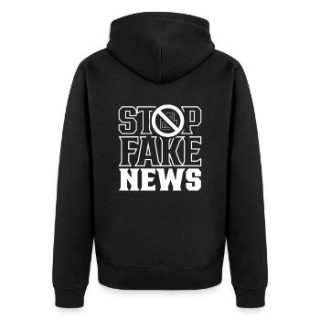 Halte aux fake news Droit de la presse Liberté de la presse - Veste à capuche bio Premium Unisexe - noir - Dos - Nico (187cm)