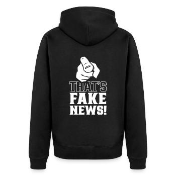 Das Sind Fake News Presserecht Pressefreiheit - Unisex Premium Bio Zip Hoodie - Schwarz - Hinten - Nico (187cm)