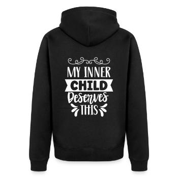 Mon enfant intérieur mérite le doux amour de soi - Veste à capuche bio Premium Unisexe - noir - Dos - Nico (187cm)