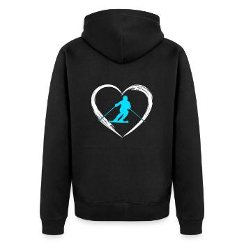 Ski love - Unisex Premium Bio Zip Hoodie - Schwarz - Hinten - Nico (187cm)