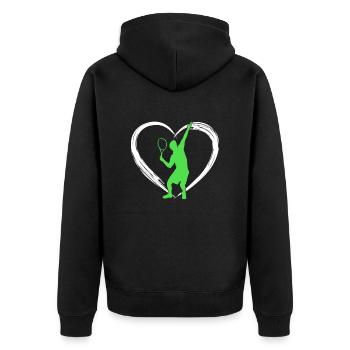 tennis love - Unisex Premium Bio Zip Hoodie - Schwarz - Hinten - Nico (187cm)