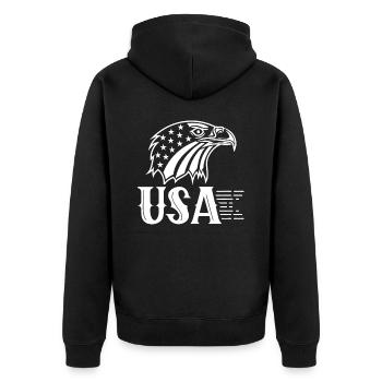 États-Unis Amérique Patriotique Américain États-Unis - Veste à capuche bio Premium Unisexe - noir - Dos - Nico (187cm)