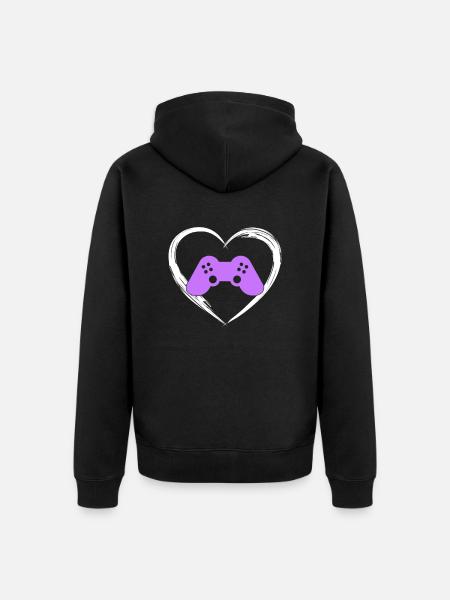 gaming love - Unisex Premium Organic Zip Hoodie - black