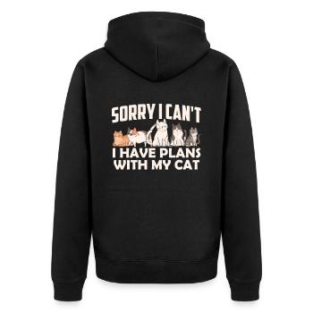 Unfortunately I can't have plans with my cat - Unisex Premium Organic Zip Hoodie - black - Back - Nico (187cm)