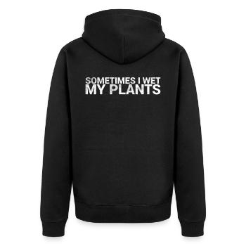 Sometimes I moisten my plant design for - Unisex Premium Organic Zip Hoodie - black - Back - Nico (187cm)