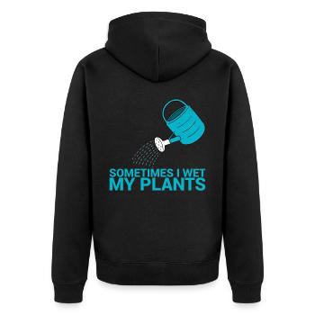 Sometimes I moisten my plant design for - Unisex Premium Organic Zip Hoodie - black - Back - Nico (187cm)