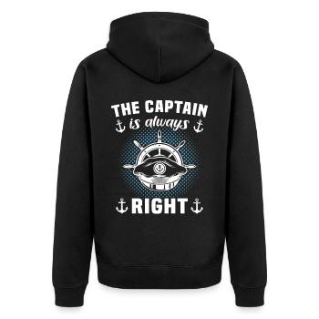 Captain Always Right Kapitän - Unisex Premium Organic Zip Hoodie - black - Back - Nico (187cm)