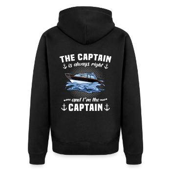 Captain Always Right Kapitän - Unisex Premium Organic Zip Hoodie - black - Back - Nico (187cm)