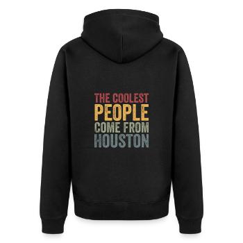 Coolest people come from Houston - Unisex Premium Bio Zip Hoodie - Schwarz - Hinten - Nico (187cm)