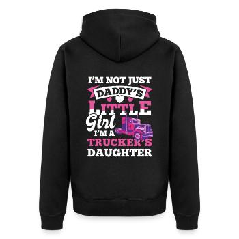 Fahrer Trailer Drive Trucker's Daughter - Unisex Premium Bio Zip Hoodie - Schwarz - Hinten - Nico (187cm)