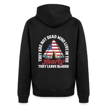 Stamm USA Flagge Patriotischer Indianer - Unisex Premium Bio Zip Hoodie - Schwarz - Hinten - Nico (187cm)