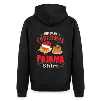 Weihnachtspfannkuchen Christmas Pajama - Unisex Premium Bio Zip Hoodie - Schwarz - Hinten - Nico (187cm)