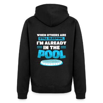 Schwimmen Schwimmer Sport - Unisex Premium Bio Zip Hoodie - Schwarz - Hinten - Nico (187cm)