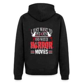 Cult Pet Cats Horrorfilm anschauen - Unisex Premium Bio Zip Hoodie - Schwarz - Hinten - Nico (187cm)
