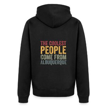 Coolest people come from Albuquerque - Unisex Premium Bio Zip Hoodie - Schwarz - Hinten - Nico (187cm)