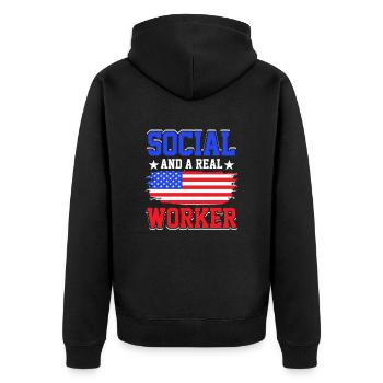 Travailleur social scolaire Travail Personnel de santé - Veste à capuche bio Premium Unisexe - noir - Dos - Nico (187cm)