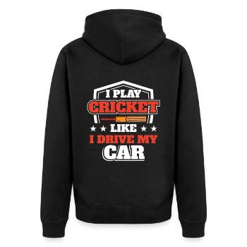 Cricket Coach Player - Unisex Premium Organic Zip Hoodie - black - Back - Nico (187cm)