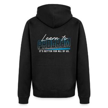 HTML Binärcode Hacking Programmierer - Unisex Premium Bio Zip Hoodie - Schwarz - Hinten - Nico (187cm)