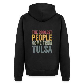 Coolest people come from Tulsa - Unisex Premium Organic Zip Hoodie - black - Back - Nico (187cm)