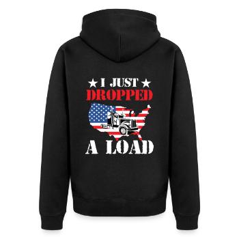 Fahrzeug Ich habe gerade eine Ladung abgeworfen Pa - Unisex Premium Bio Zip Hoodie - Schwarz - Hinten - Nico (187cm)