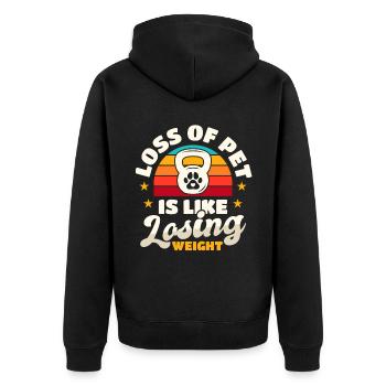 Fitness Hund Übung - Unisex Premium Bio Zip Hoodie - Schwarz - Hinten - Nico (187cm)