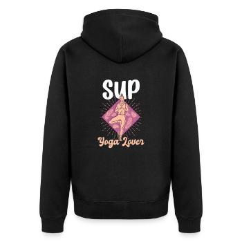 Yogini Stand Up Surfboarder - Unisex Premium Bio Zip Hoodie - Schwarz - Hinten - Nico (187cm)