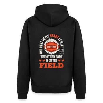 Football Spruch Valentinstag - Unisex Premium Bio Zip Hoodie - Schwarz - Hinten - Nico (187cm)