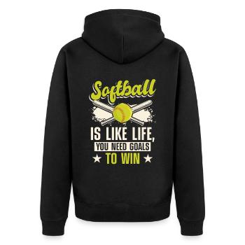 Jeu de balle d’entraîneur de softball - Veste à capuche bio Premium Unisexe - noir - Dos - Nico (187cm)