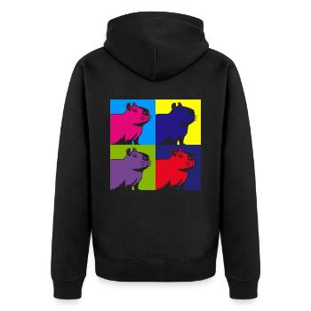 Capybara Nagetier Tier Bunte Capybaras - Unisex Premium Bio Zip Hoodie - Schwarz - Hinten - Nico (187cm)