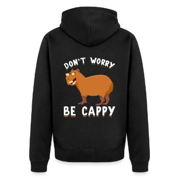 Glückliches Capybara Lustiges Nagetier Capybaras - Unisex Premium Bio Zip Hoodie - Schwarz - Hinten - Nico (187cm)